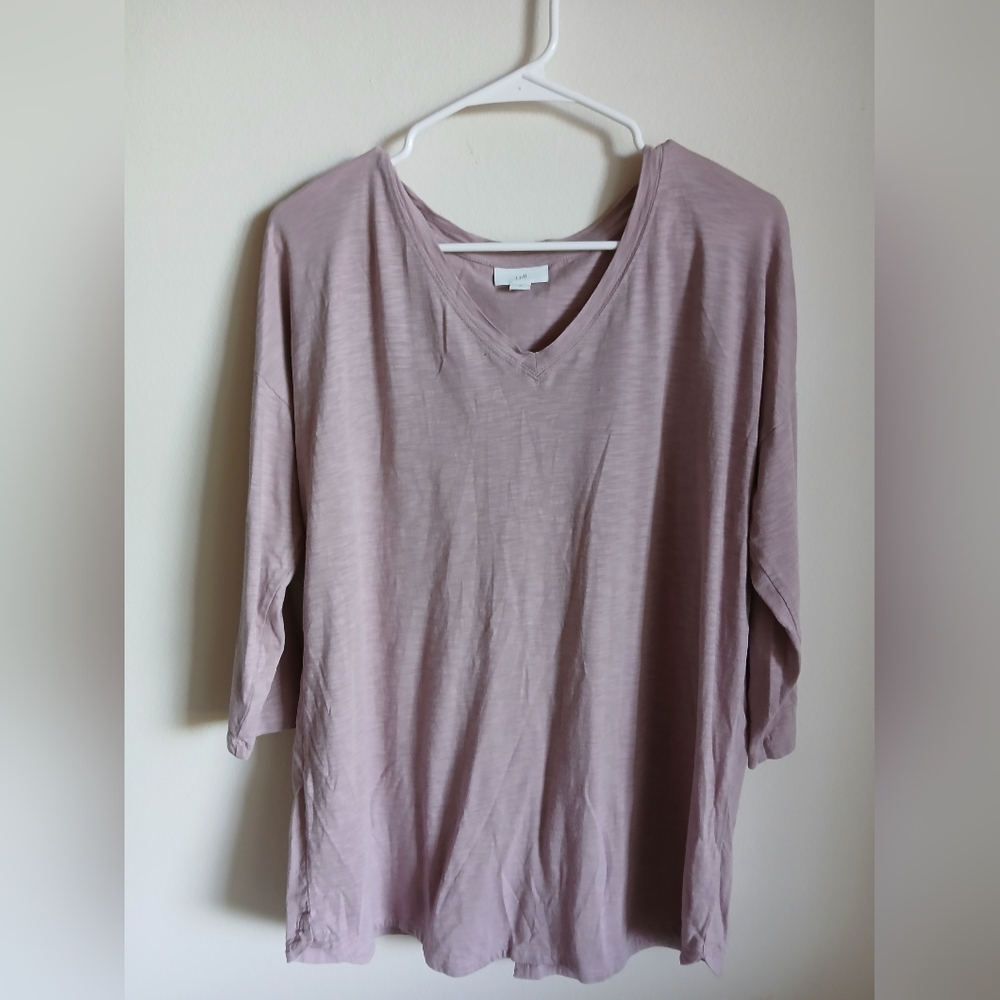 J. Jill‎ Button Back Top 3/4 Sleeve V-Neck Blouse Casual Medium